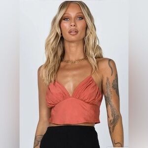 NWT Princess Polly Jessa Crop Top Sleeveless Tank Rust Orange Women’s size 12 LG